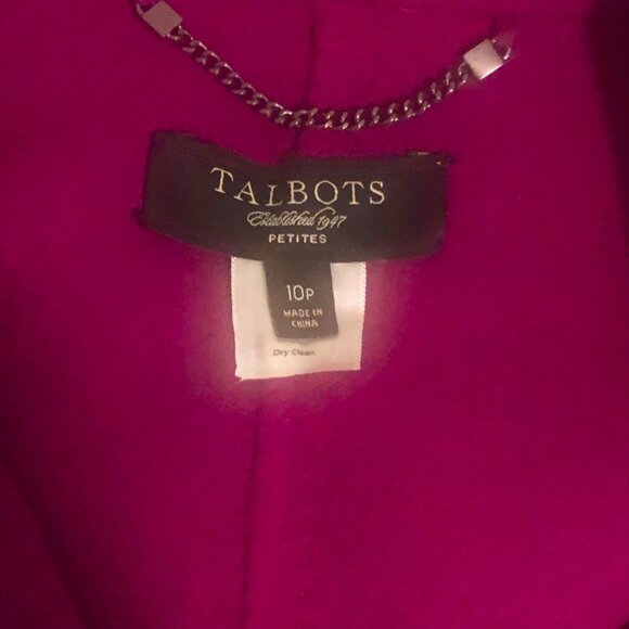 TALBOTS Vibrant  Magenta Color Three Quarter Sleeve Structured Wool Coat Sz 10P - Picture 4 of 4